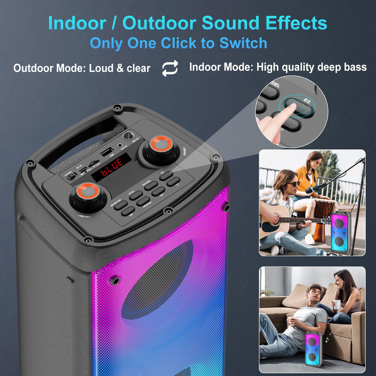 TAMPROAD Q55 USB/TF/AUX ports enable flexible playback.