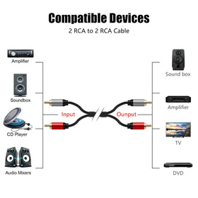 Tan QY 2RCA cable long 30ft reach for flexible room layouts