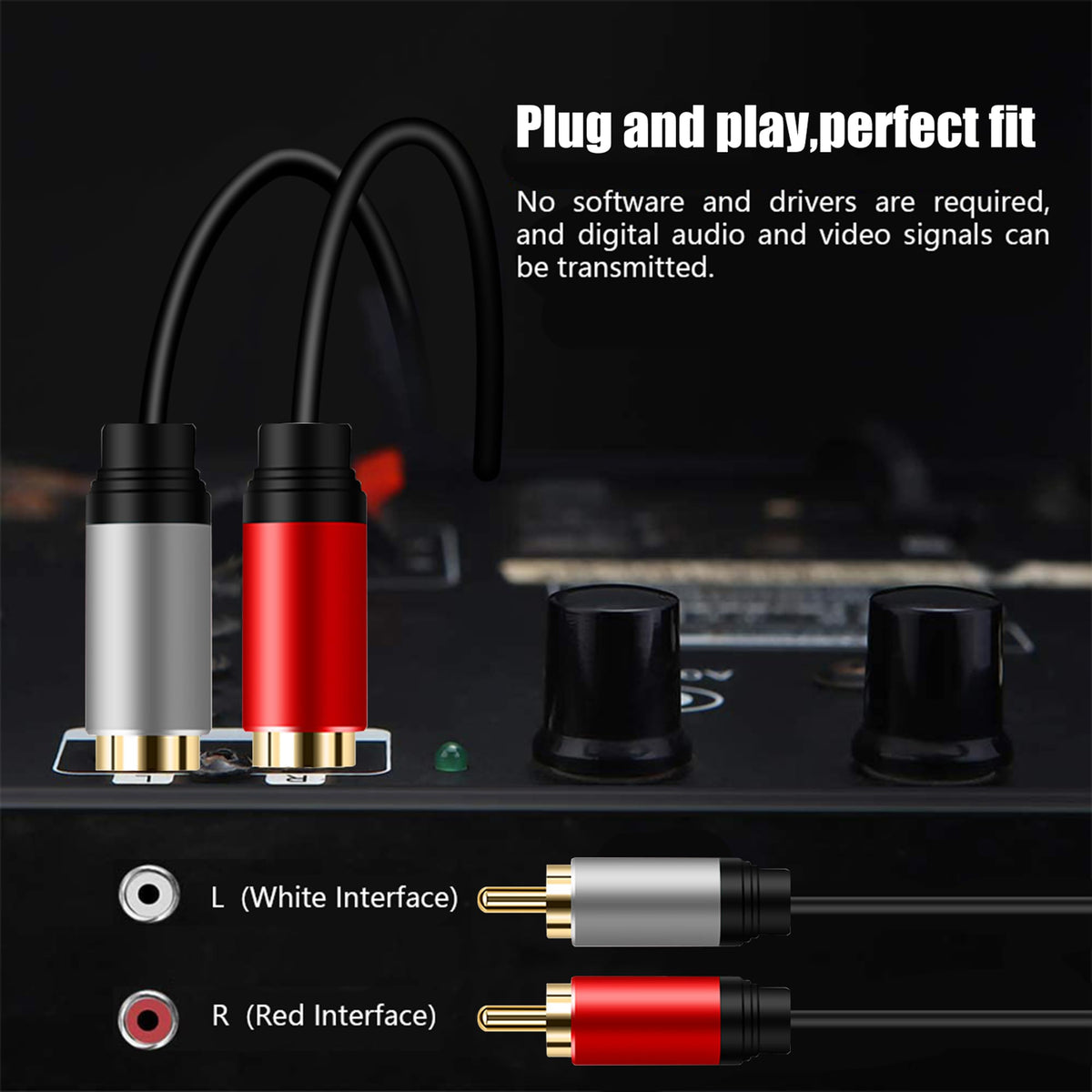 Tan QY 2RCA cable connects TVs and stereo systems for reliable audio