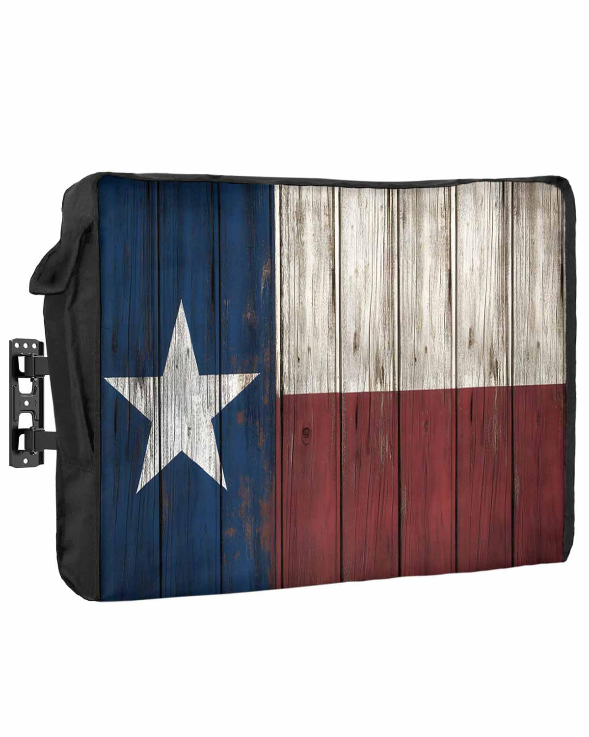 T&H XHome outdoor TV cover in vintage wood Texas flag front view protects 36-39 inch TVs from elements