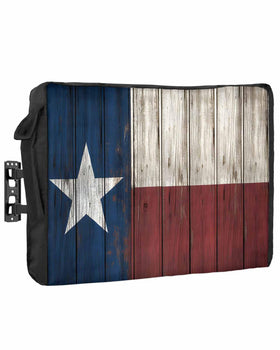 T&H XHome outdoor TV cover in vintage wood Texas flag front view protects 36-39 inch TVs from elements