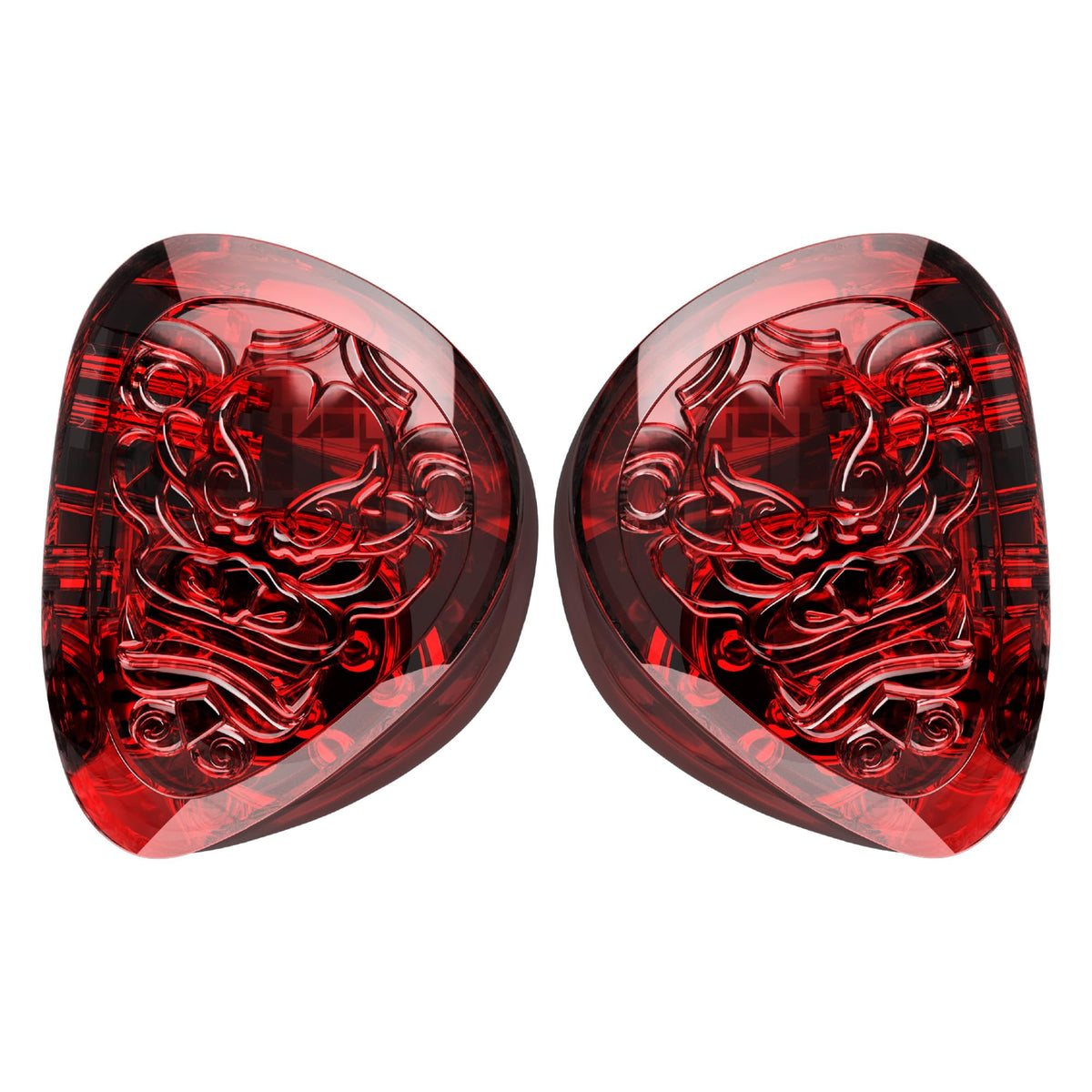 TANGZU Wan'er S.G II Red Lion earphones side profile with ergonomic contours