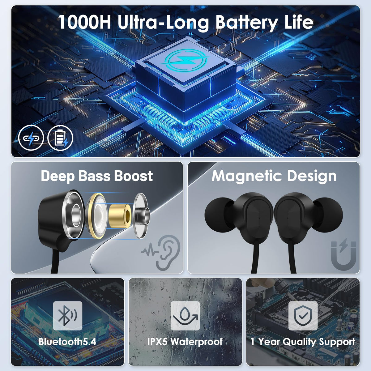 TANKASE magnetic earbuds close-up showing secure snap and tangle prevention