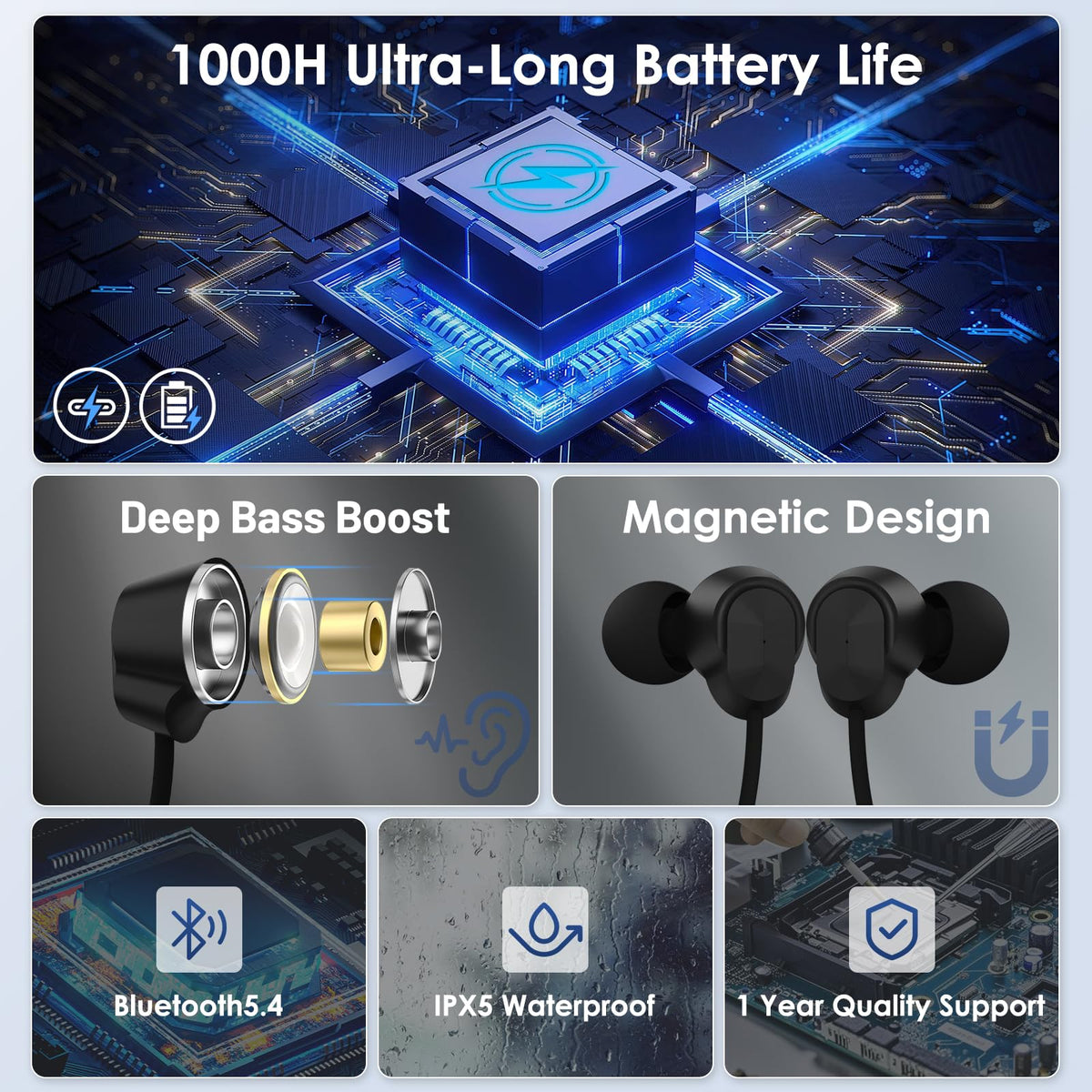 TANKASE magnetic earbuds close-up showing secure docking and tangle reduction