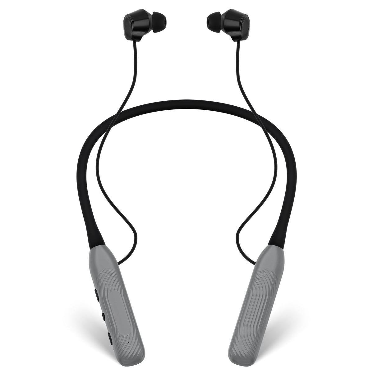 TANKASE neckband front view showing sleek silver design and comfortable fit