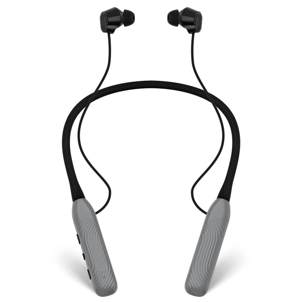 TANKASE neckband front view showing sleek silver design and comfortable fit