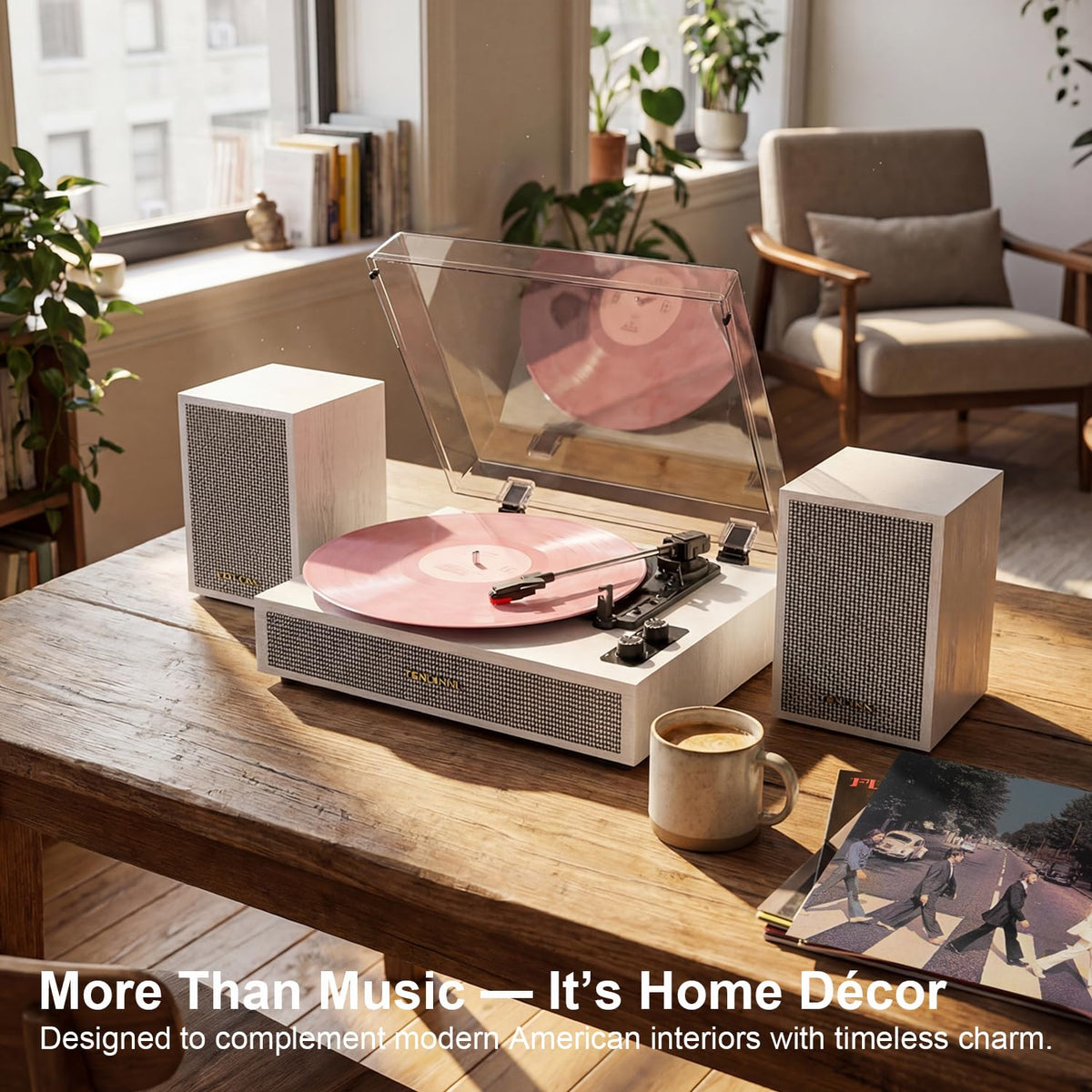 TANLANIN dust cover open during playback protecting vinyl from dust and scratches