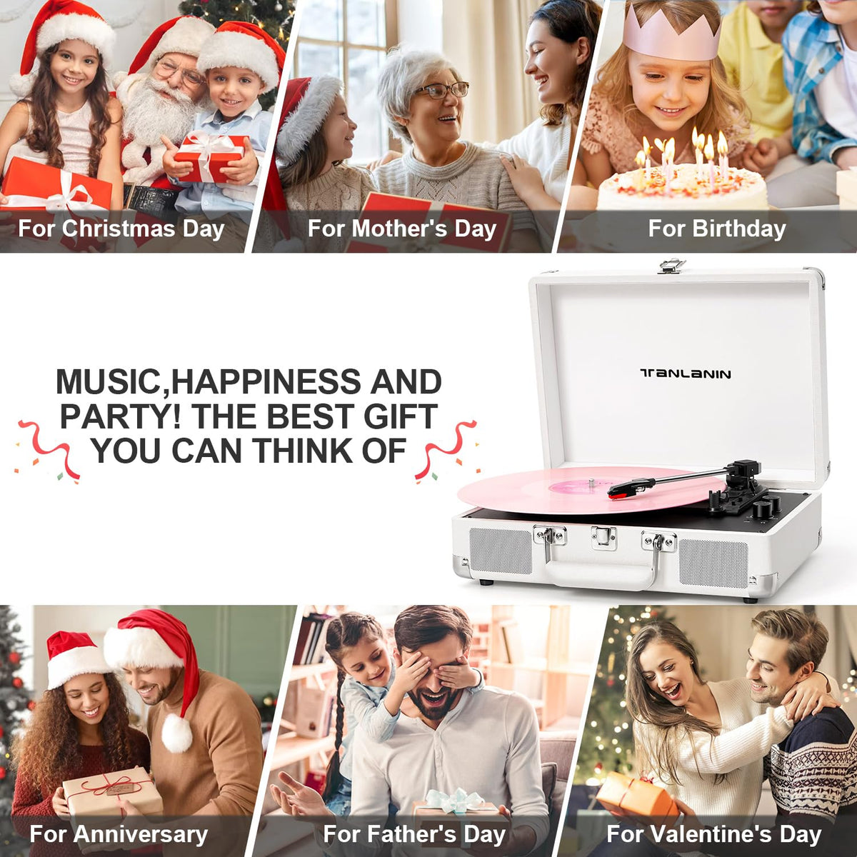 TANLANIN gift-ready vinyl player suited for music lovers.