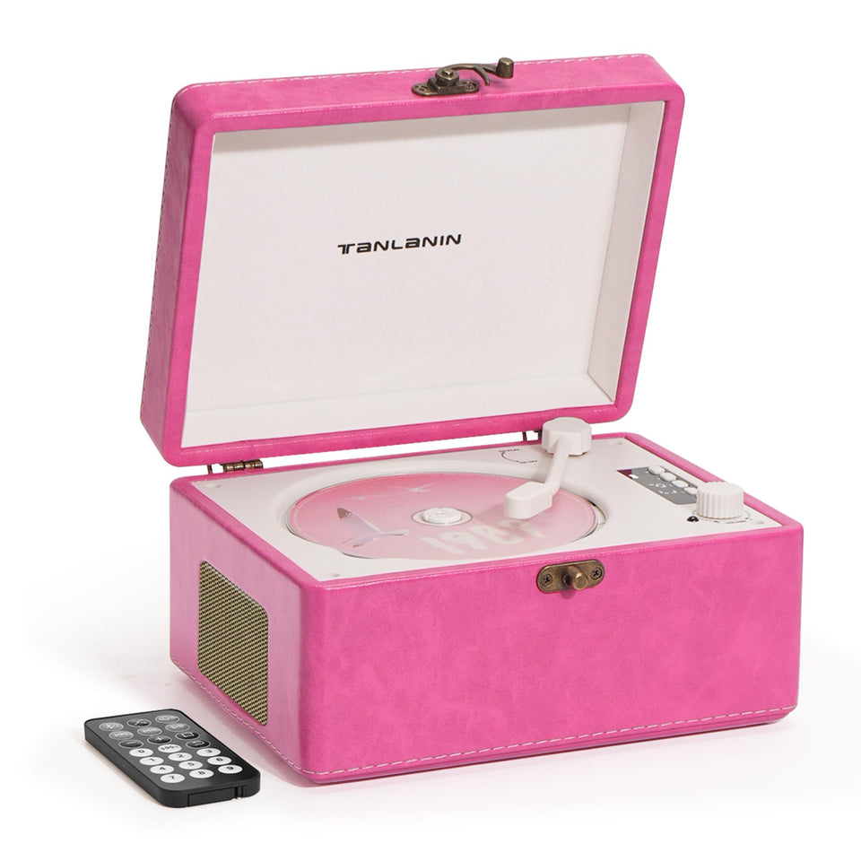TANLANIN front view showing hot-pink boombox and controls for easy operation