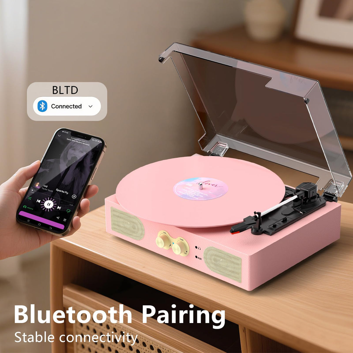 TANLANIN in use with headphones for private listening convenience