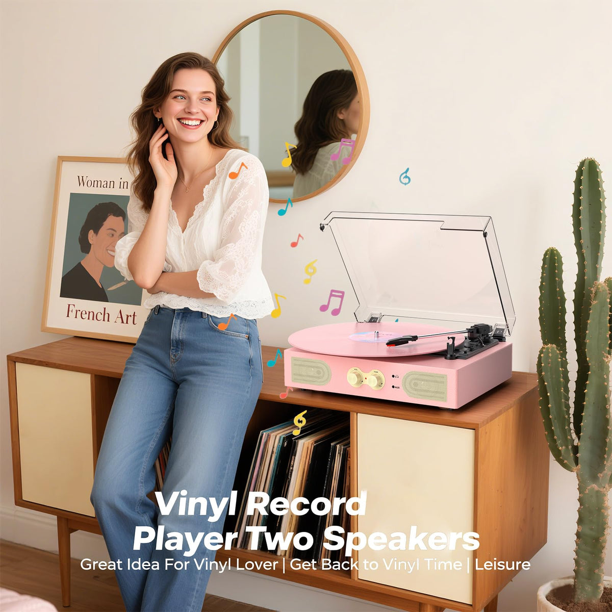 TANLANIN placed in a bedroom setting adding retro style and instant music