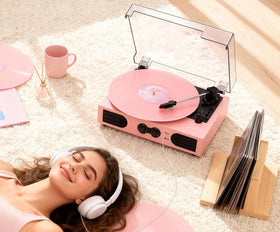 TANLANIN portable pink turntable ideal for gifts and gatherings.