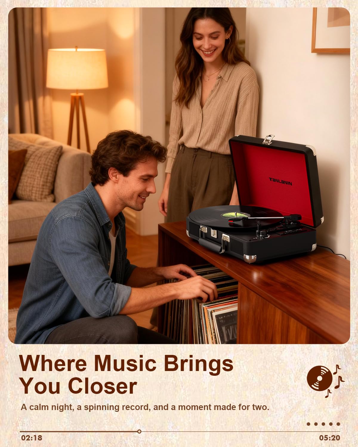 TANLANIN RCA and AUX connectivity for external speakers or headphones