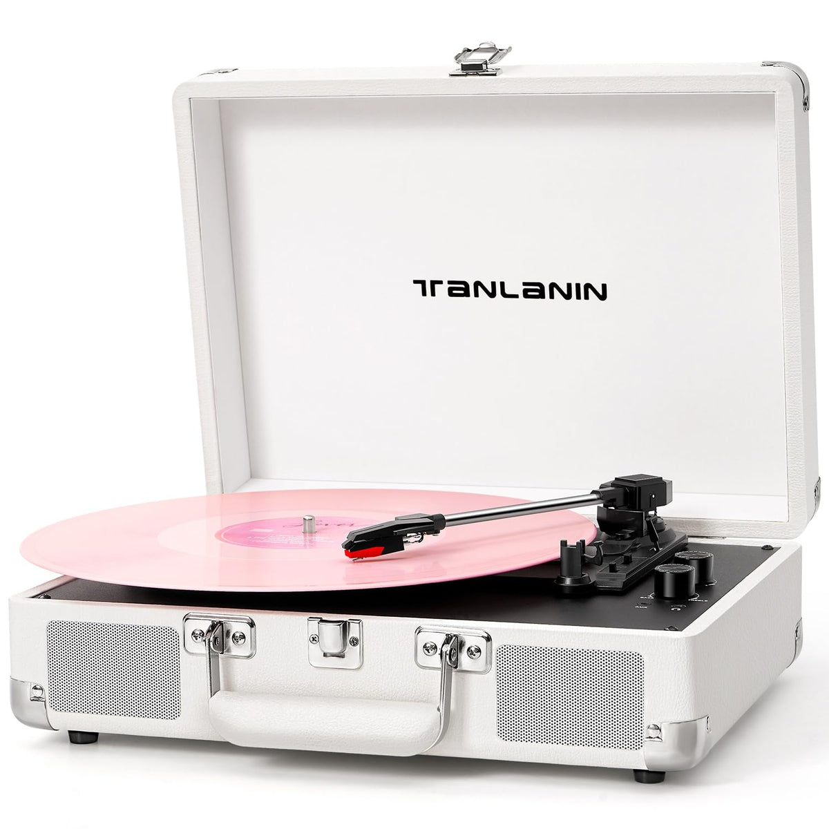 TANLANIN record player with built-in speakers delivers fuller sound for casual listening.