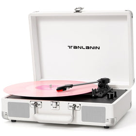 TANLANIN record player with built-in speakers delivers fuller sound for casual listening.