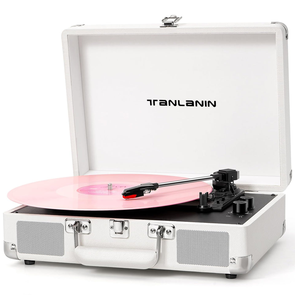 TANLANIN record player with built-in speakers delivers fuller sound for casual listening.