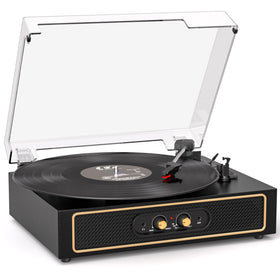TANLANIN retro Bluetooth record player front view for wireless listening