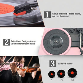 TANLANIN next to a vinyl record for size scale and compact placement advantages