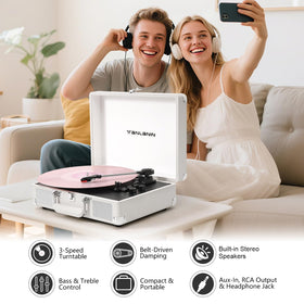 TANLANIN three-speed setup supports 7, 10, and 12-inch records.