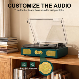TANLANIN three-speed turntable supports 33, 45, and 78 RPM records.