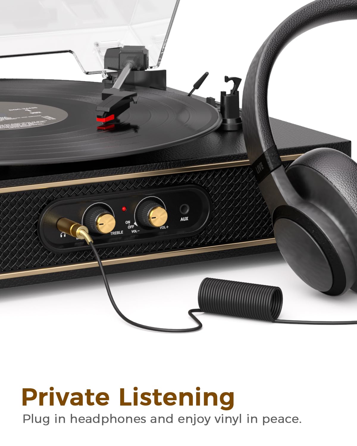 TANLANIN transparent dust cover open to reveal vinyl inside