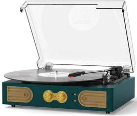 Tanlanin vinyl record player with built-in speakers front view delivers room-filling sound