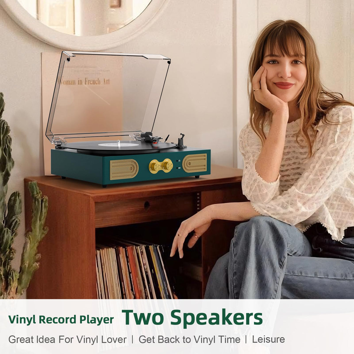 Tanlanin vinyl record player with bass and treble controls for tailored sound