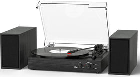 TANLANIN vinyl record player with dual speakers front view for vivid stereo sound
