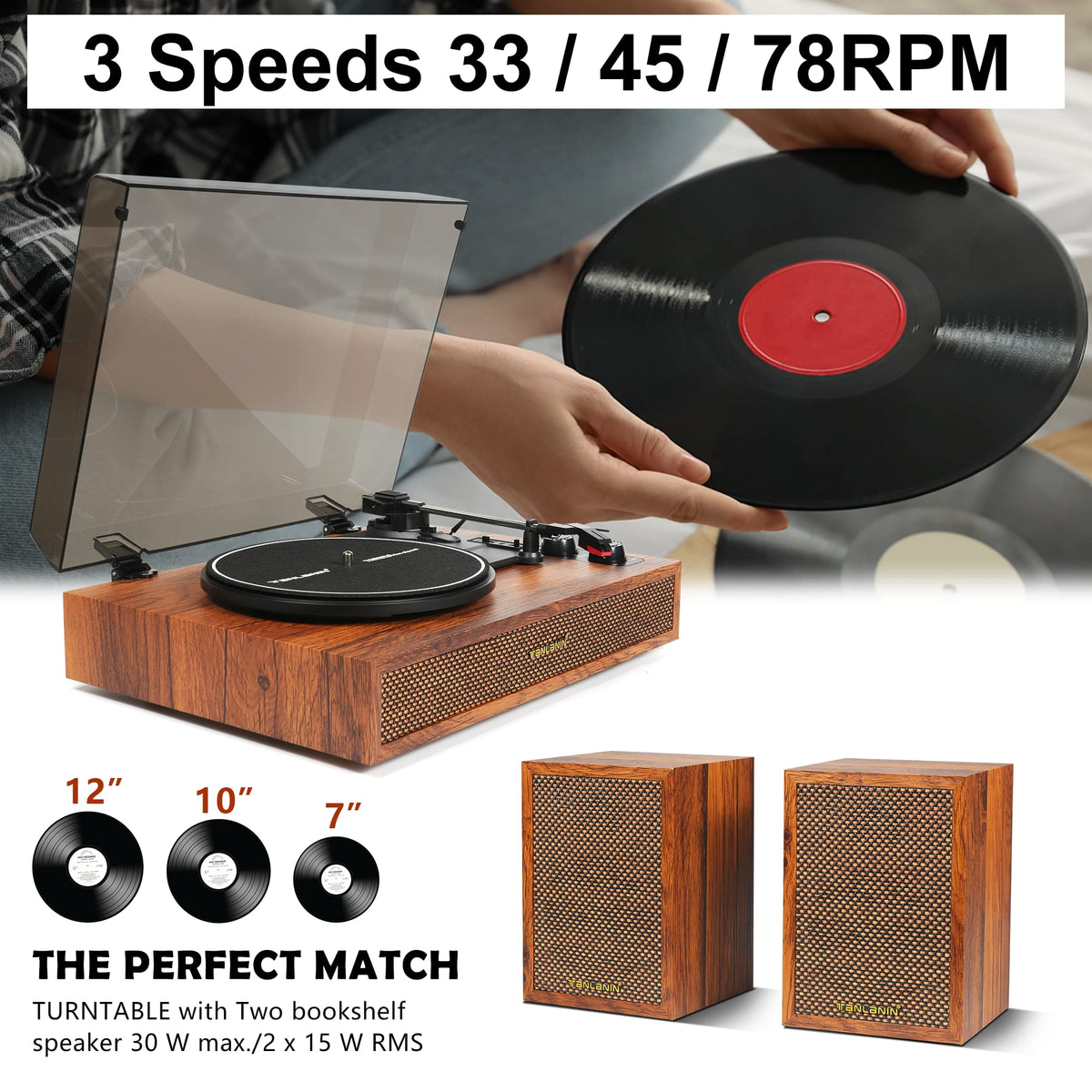TANLANIN auto-stop feature protects records and needle at the end.