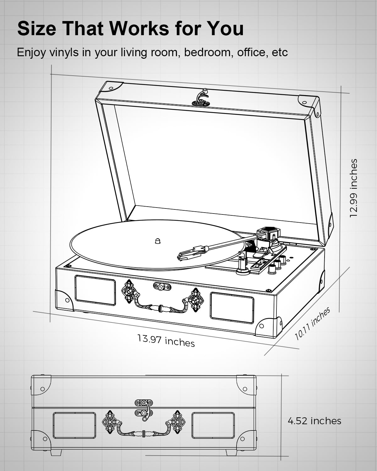 Tanlanin vinyl turntable bluetooth input-output enables wireless streaming.