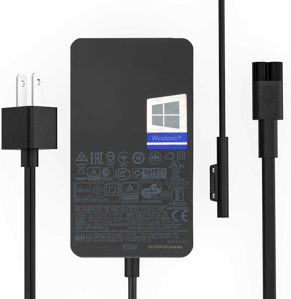 Tanmuct 65W Surface Pro Charger packaging, travel-ready and compact