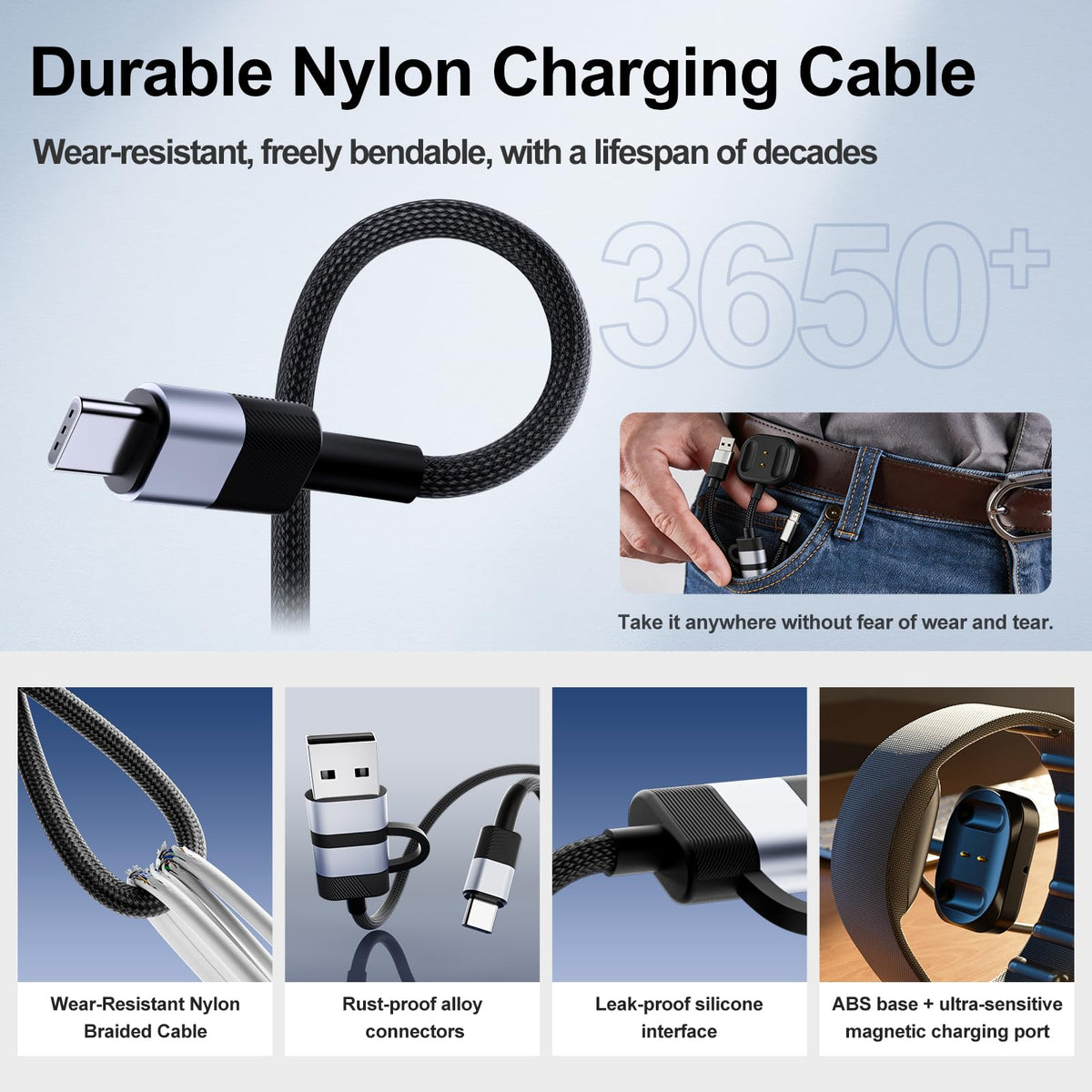TanReginal nylon braided cable for durable, tangle-free everyday use