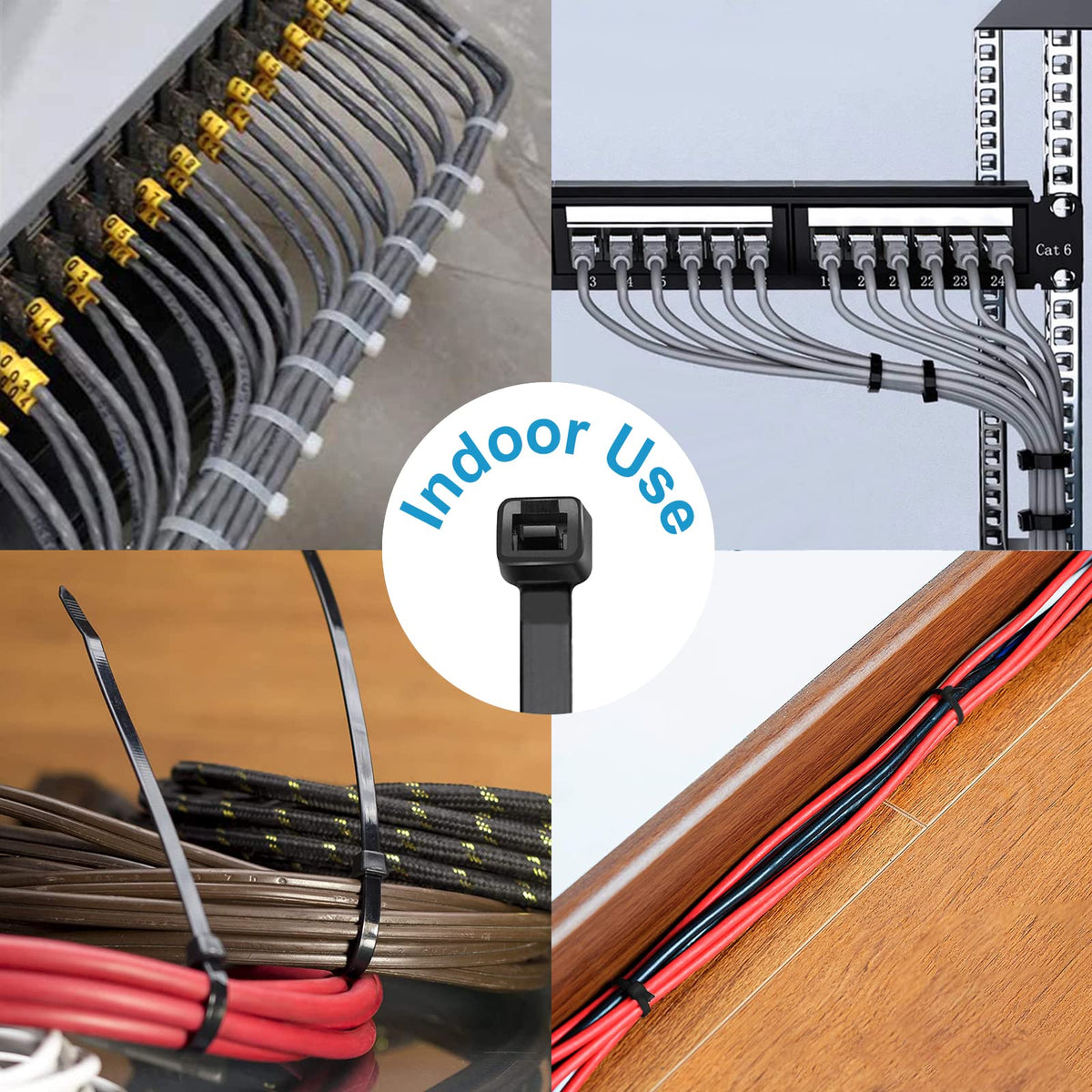 TANTTI 40lb tensile zip tie securing heavy cables.