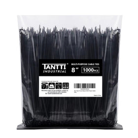 Tantti zip tie 8-inch black 1000-pack for indoor and outdoor organization.