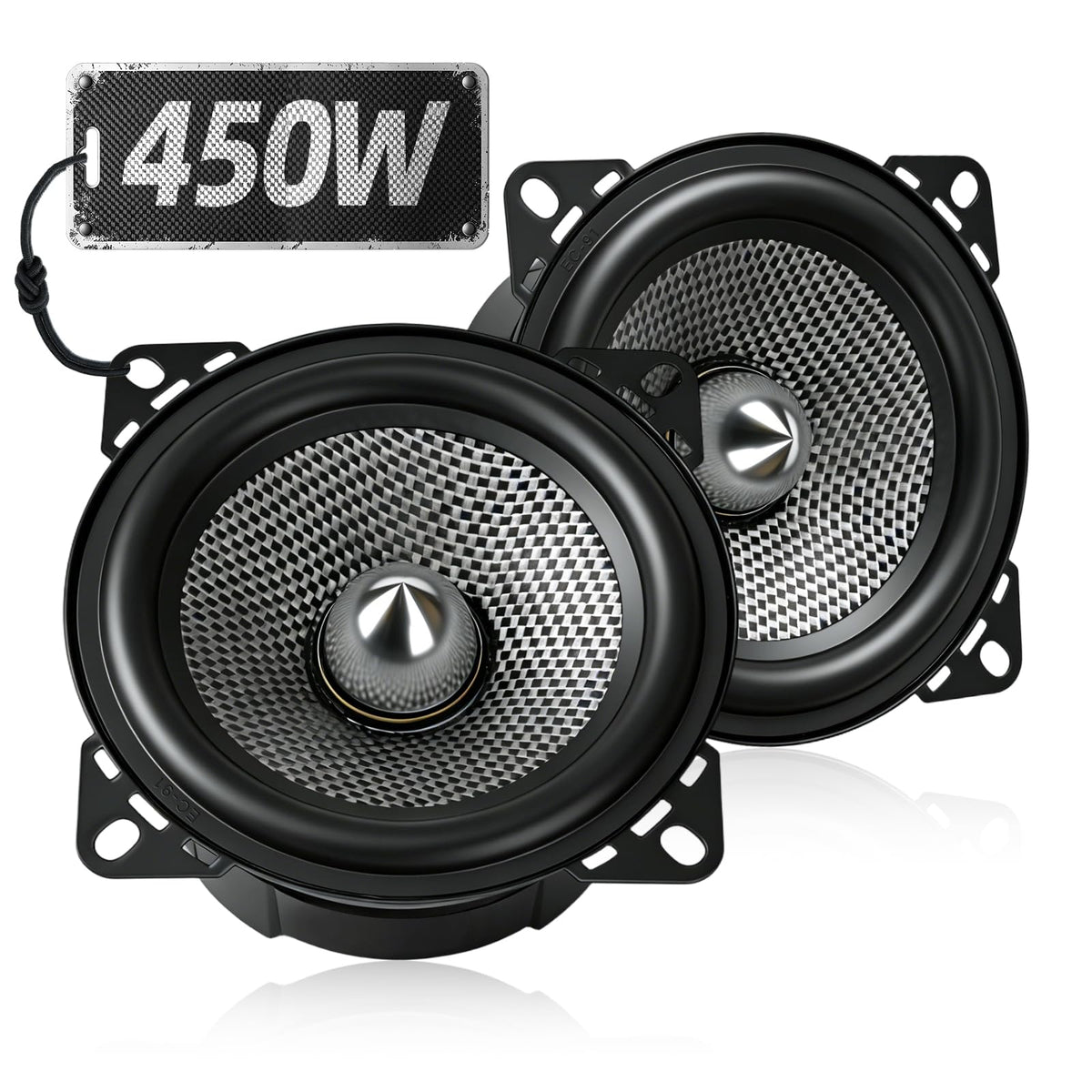 TANVSO front view of 4-inch Bullet Silver Series speakers showing clean design and easy upgrade benefit