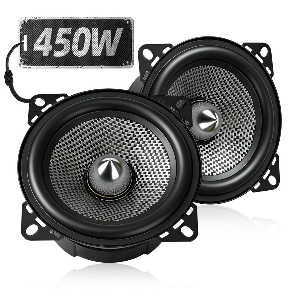 TANVSO front view of 4-inch Bullet Silver Series speakers showing clean design and easy upgrade benefit