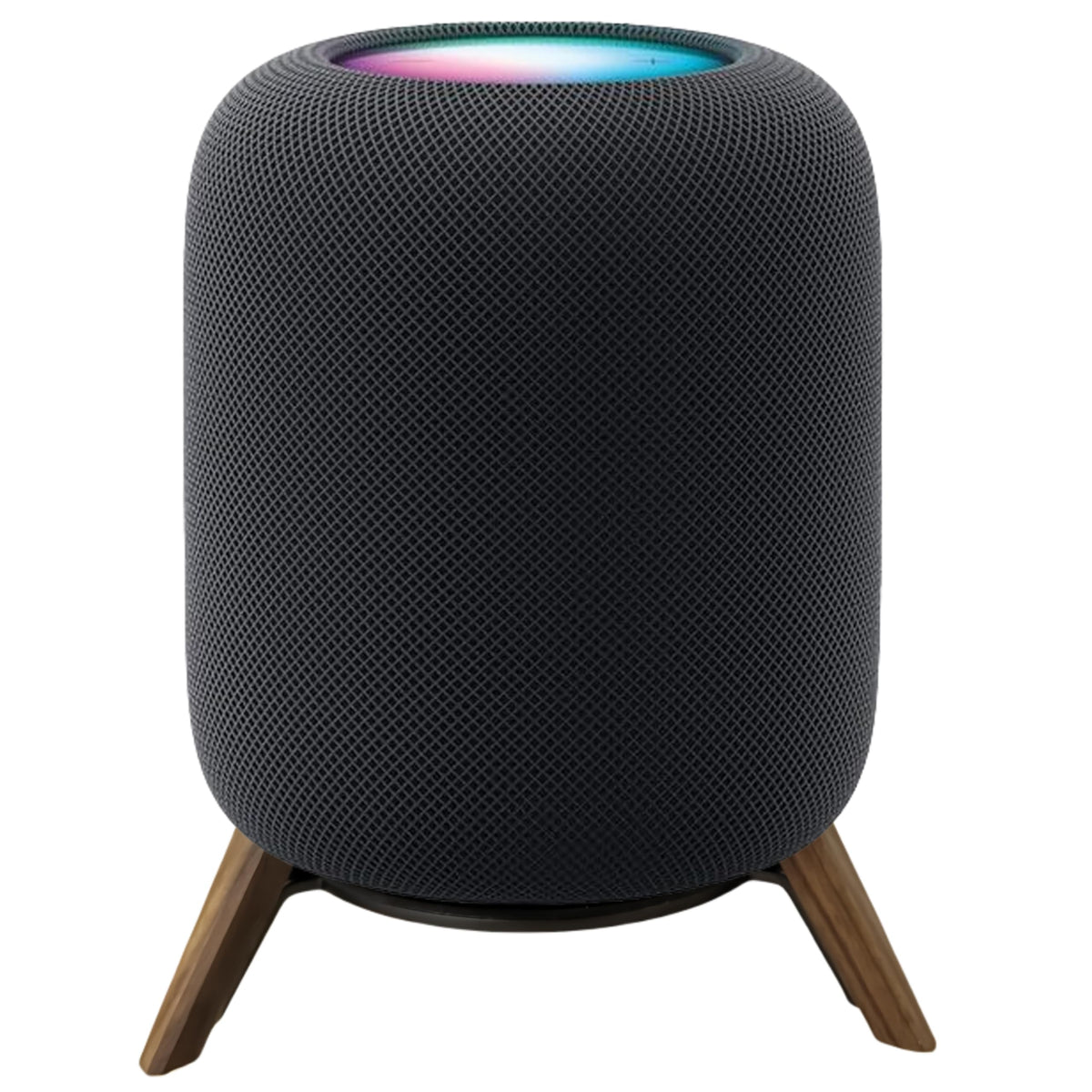 Taojavin HomePod wooden stand with metal ring stabilizes your speaker on the desk.