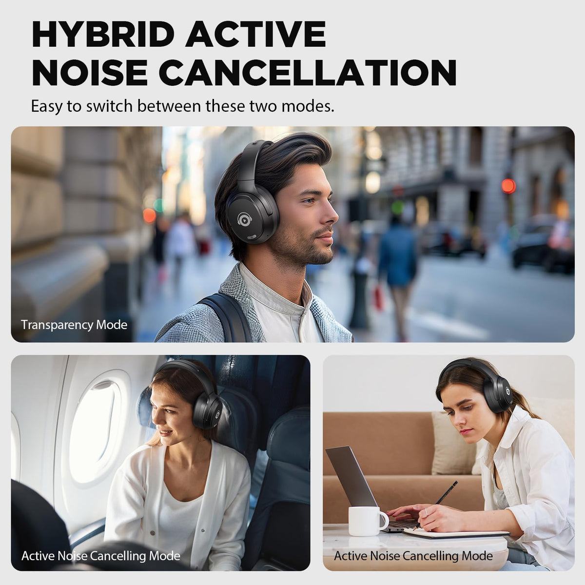 Tapaxis Hybrid ANC headphones call mic, Voice Aware for clearer calls