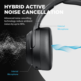 Tapaxis Hybrid ANC headphones side view, comfortable headband and all-day comfort