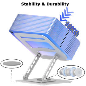 Large panel on TAPMEI stand supports laptops up to 16 inches