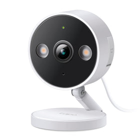 Tapo C120 front view showing lens and weatherproof body, clear surveillance detail