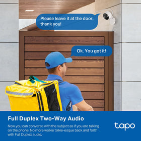 Tapo C120 mounted on porch railing outdoors, durable IP66 protection benefit