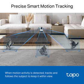 Tapo C220 mounted in living room monitoring baby with wide coverage