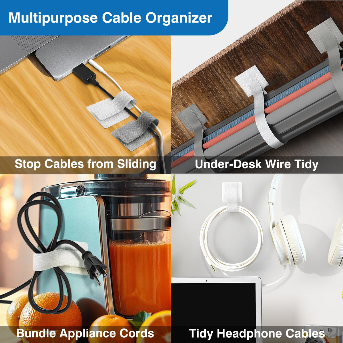 Tapsi in use on a desk setup showing tidy cables and improved workspace visibility