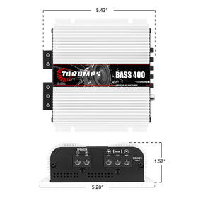 Taramps Bass 400 power label close-up aids accurate installation