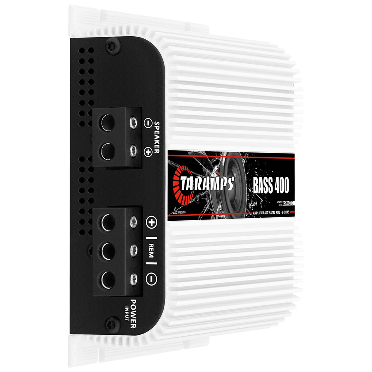 Taramps Bass 400 side panel highlights slim profile for tight installs