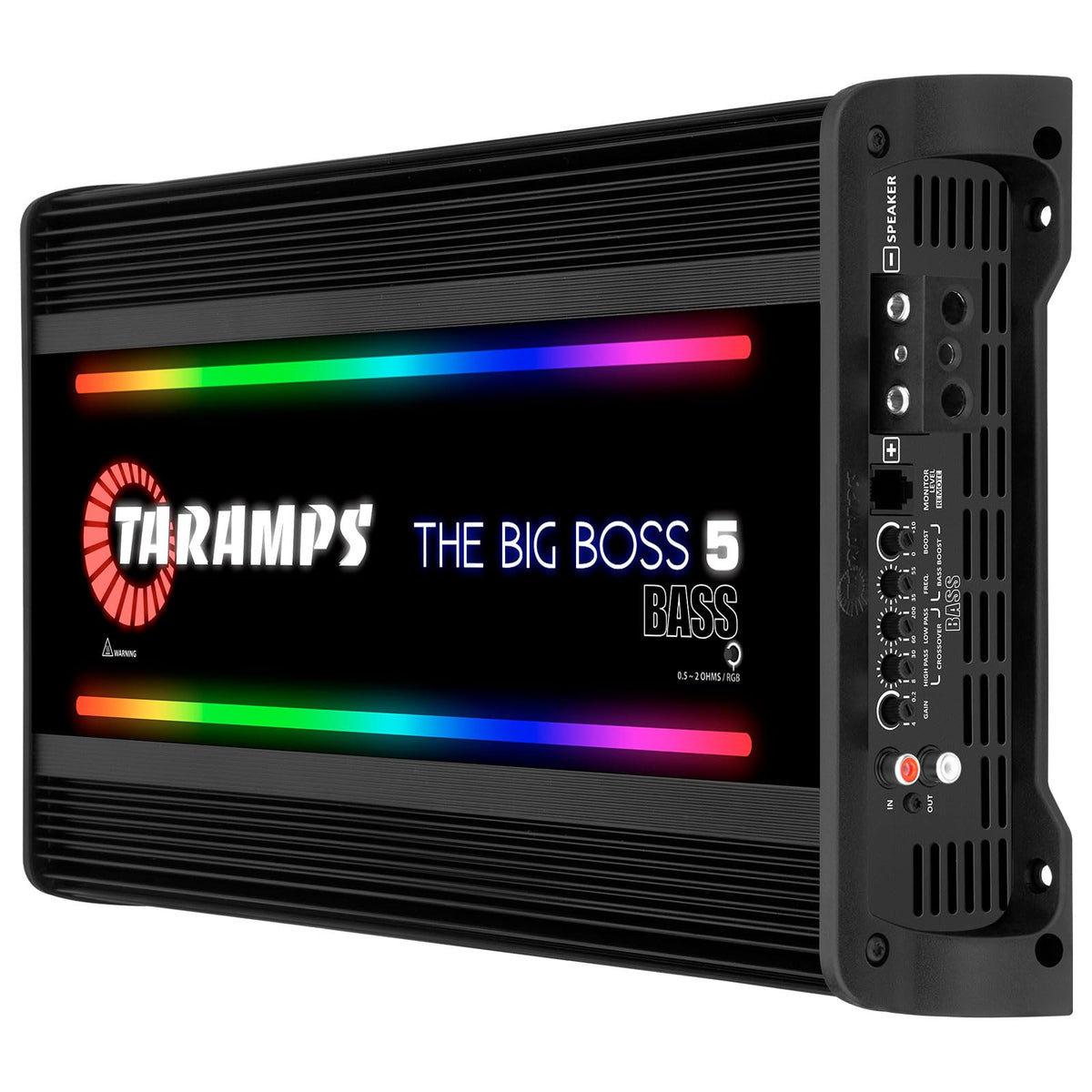 Taramp's Big Boss 5 Bass rear panel with terminals and cooling vents.
