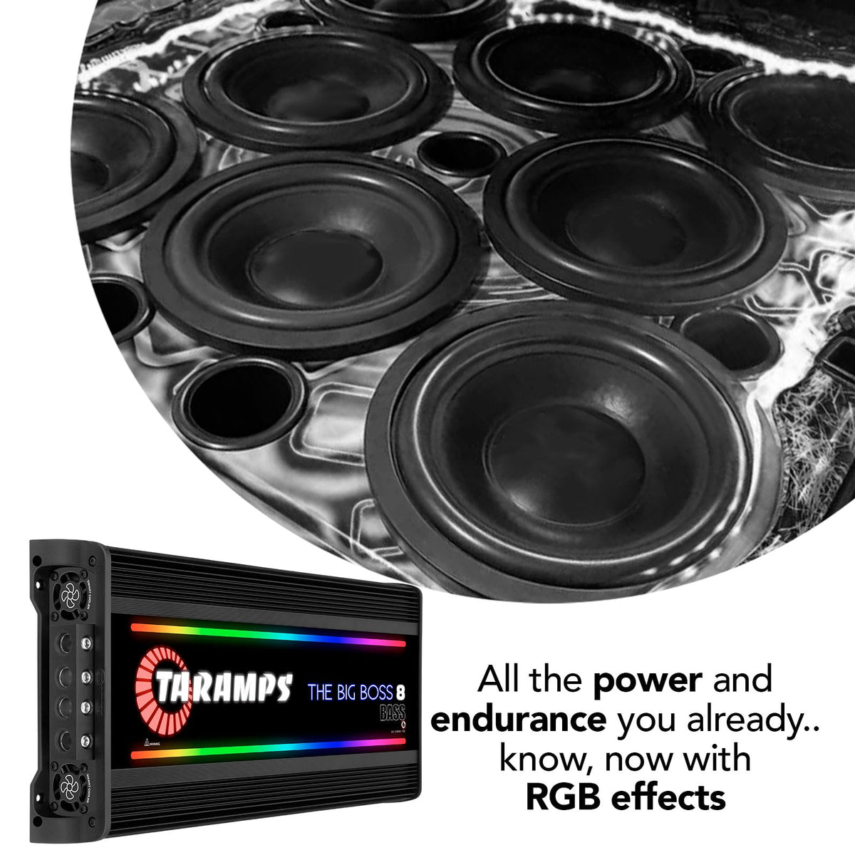 Taramp's 2x2/0 AWG power cables and 7 AWG outputs ensure solid power delivery