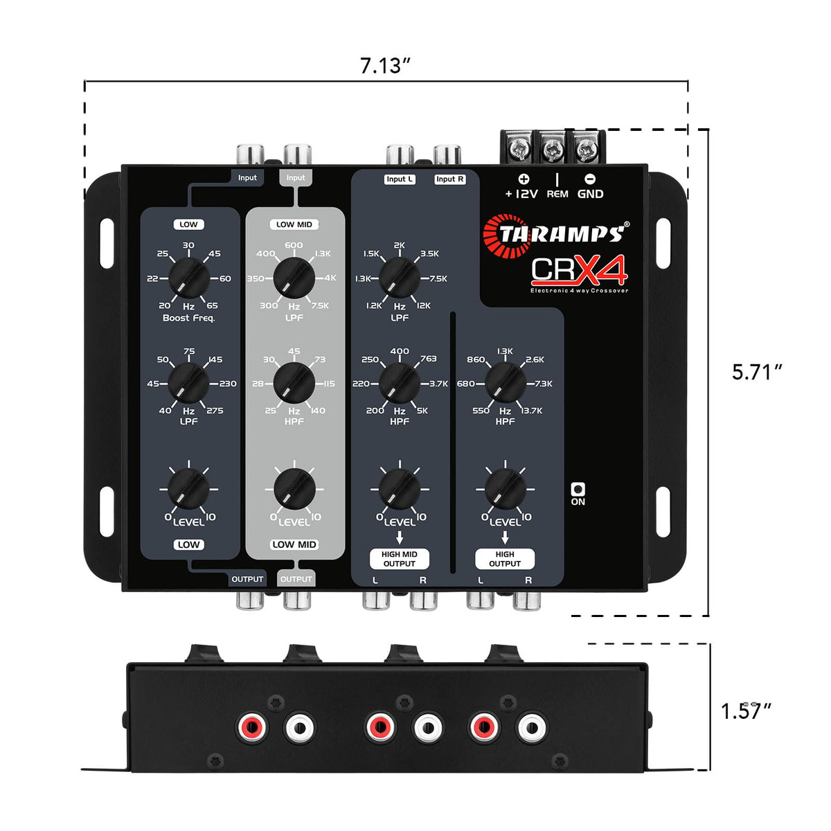 Taramps CRX4 wired to multiple amplifiers illustrating simplified multi-amp setup