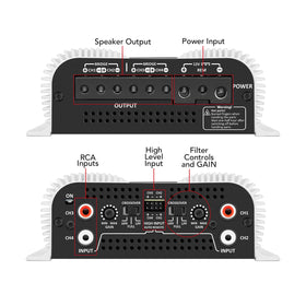 Compact Taramp's DS 440x4 installation in a car trunk